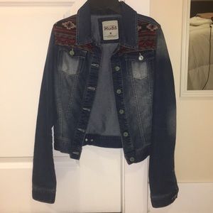 Jean jacket with Aztec design